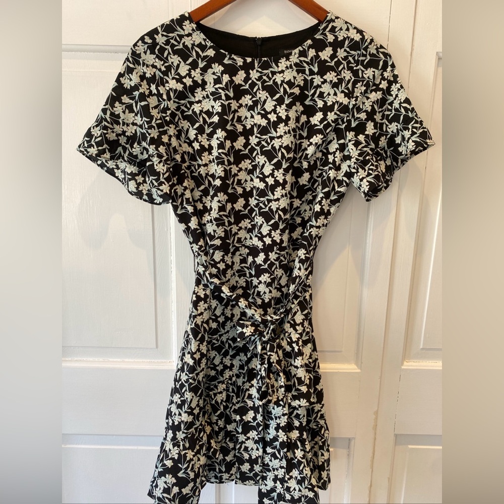 Banana Republic Black and Cream Floral Mini Dress